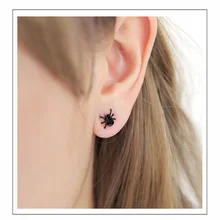 Новинка Горячая Мода Серьга геометрической формы для женщин милый готический панк личности черные крошечные серьги в виде паука ювелирные изделия