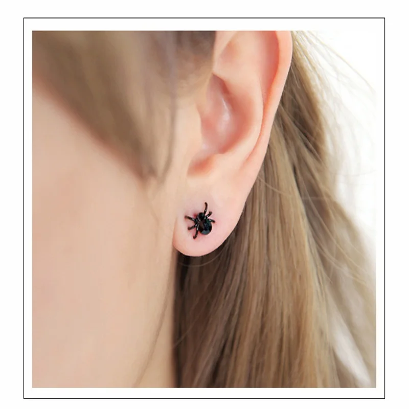 

2019 New Hot Fashion geometric earring for women Cute Gothic Punk Personality Black Tiny Spider Earrings Jewelry