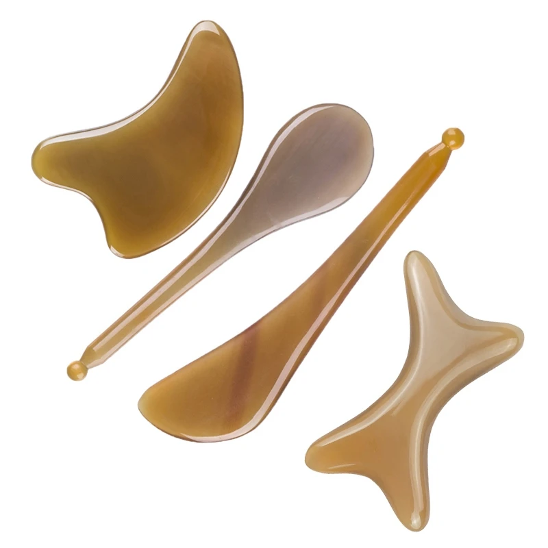 Natural Horn Scraping Plate Gua Sha Board Spa Massage Tool Ox Horn
