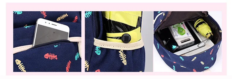 3 Pcs Printing Canvas School Bag for Teenagers Girls New 2019 Fashion Floral Backpacks College Large Capacity Laptop Travel bags (5)