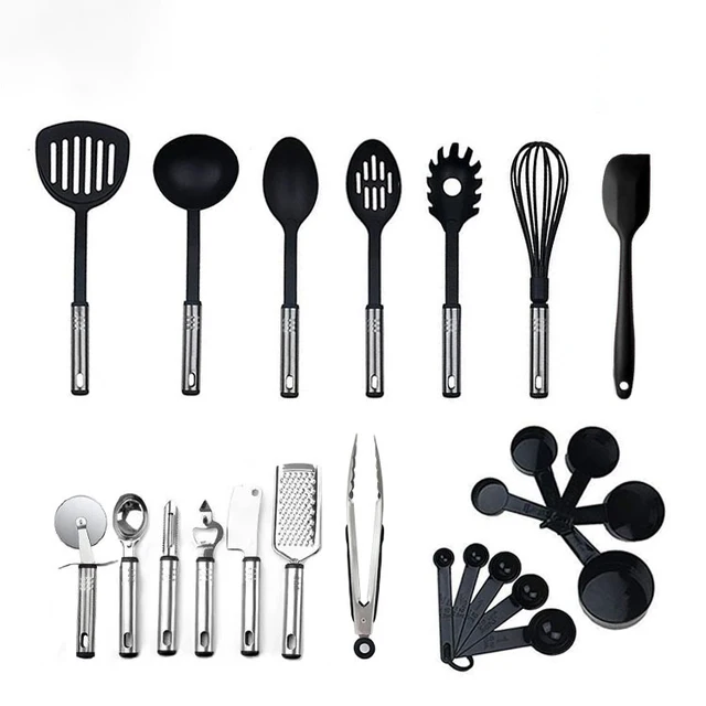 Dropship 23Pcs Kitchen Utensil Set Stainless Steel Nylon Heat