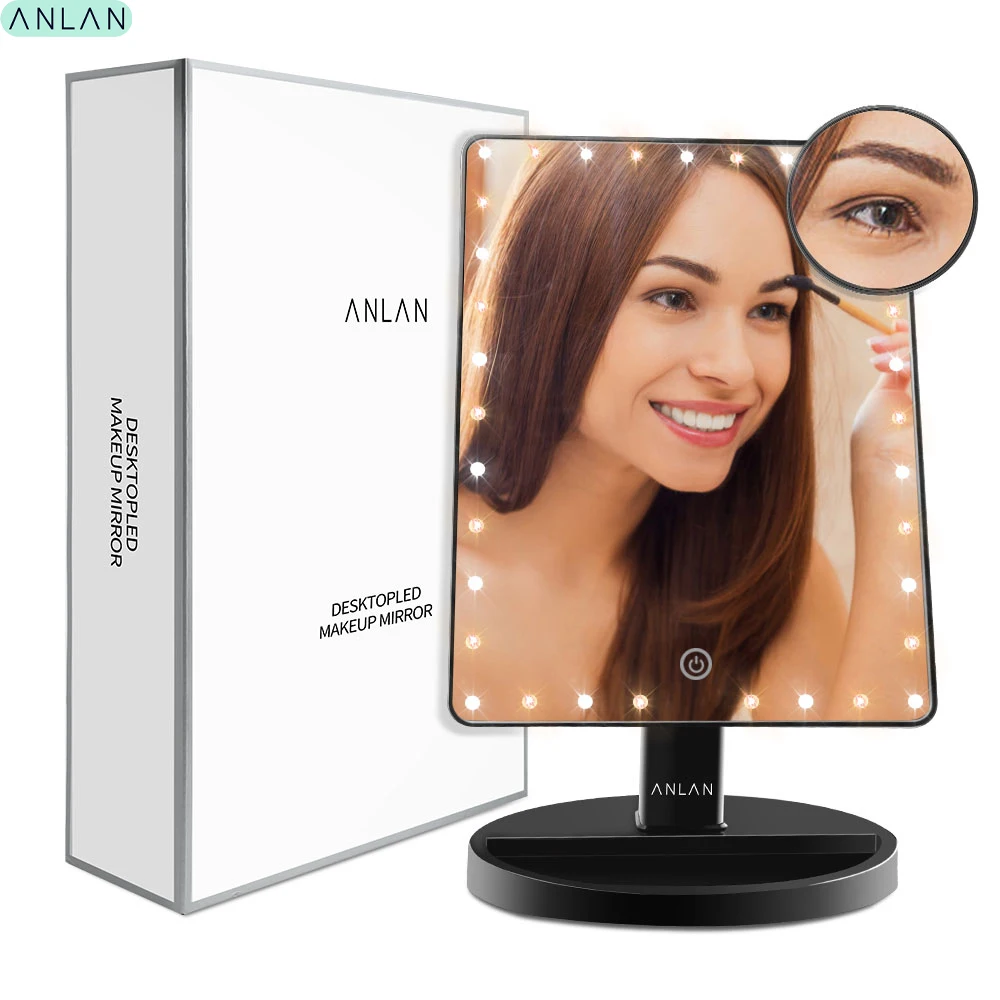 

Makeup Mirror LEDs Cosmetic Mirror with Touch Dimmer Switch Battery Operated Stand for Tabletop Bathroom Travel 35 LED Light