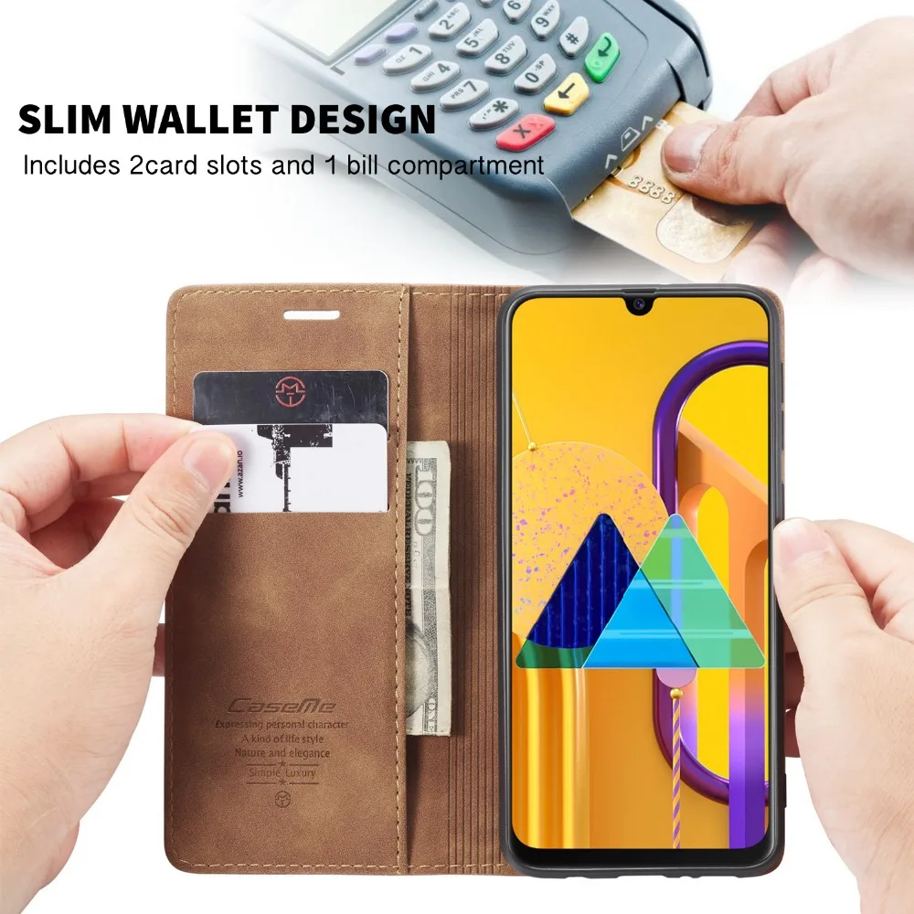 CaseMe Luxury Magnetic Retro Card Slot Stand Flip Cover For Samsung Galaxy M30S M21 Leather Wallet Case For Samsung M31 (2)
