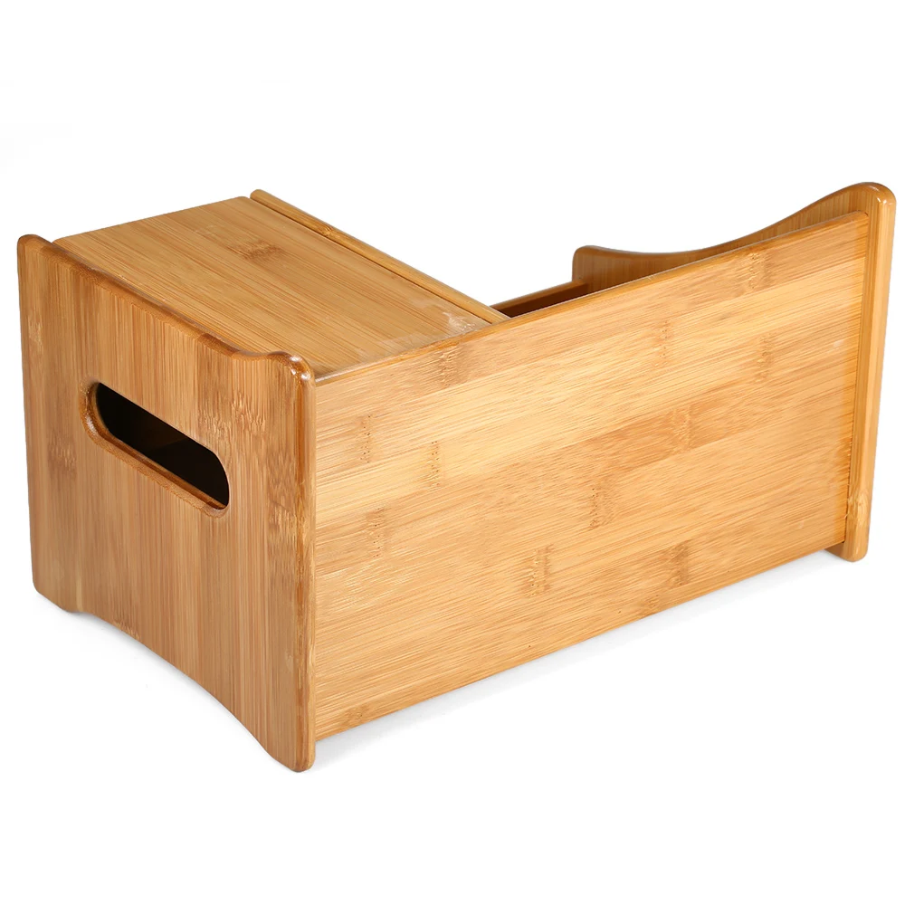 

Hot Cosmetic Makeup Storage Organizer Natural Bamboo Desk Organizer with 3 Compartments & 1 Drawer & Paper Cotton Pad Storage Bo