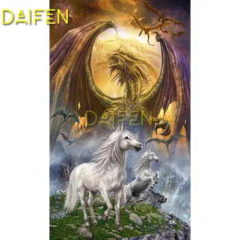 

5D DIY Diamond painting Cross stitch Full Square Diamond embroidery dragon waterfall horse unicorn Full Round Diamond mosaic