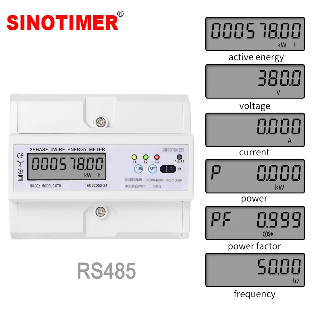 RS485 220/380 V 5-100A 3 фазы 4 провод din рельс энергии цифровой прибор для измерения уровня
