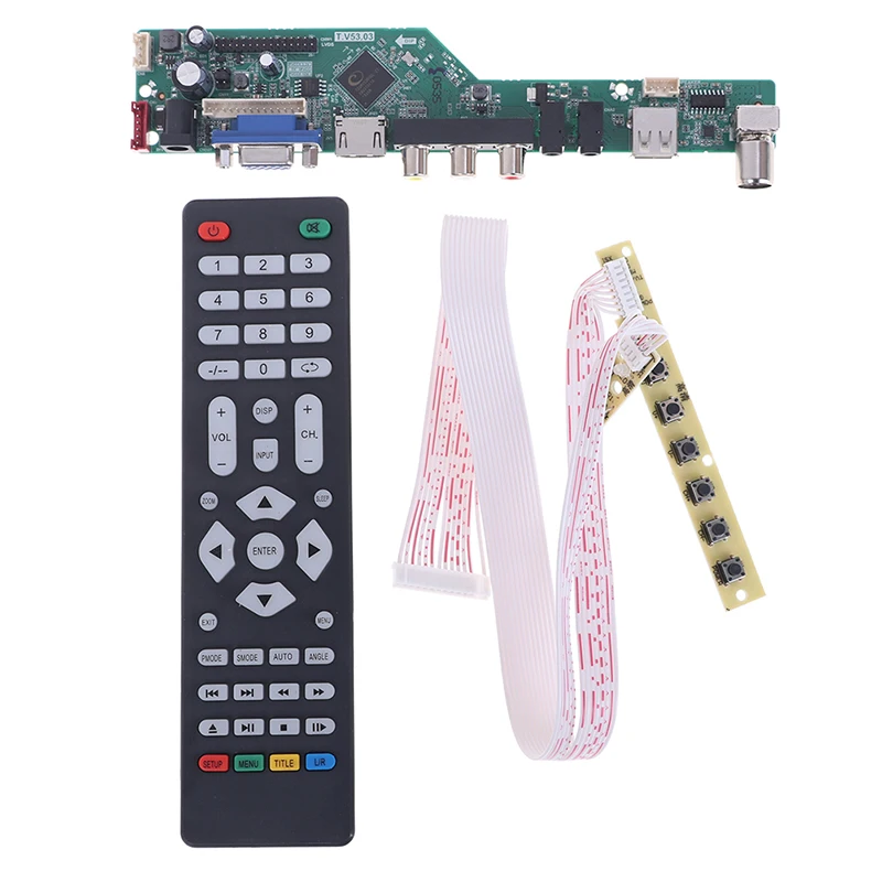 best tv antenna T.V53.03 Universal LCD TV Controller Driver Board V53 Analog TV TV/AV/PC/HDMI-compatible/USB Media Motherboard free sat box