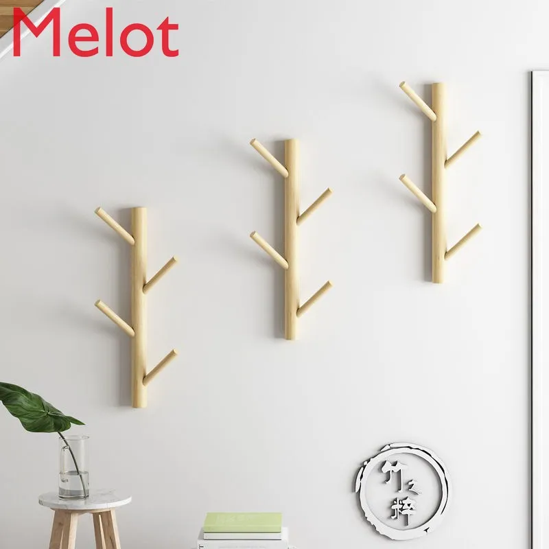 

Solid Wood Hanger Wall Hanger Clothes Hanger Key Bedroom Wall Shelf Hallway Coat Rack Bag Hanging Rack