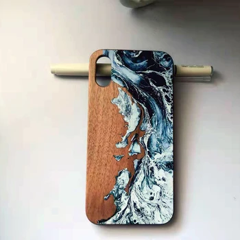 

graffiti artistic real wood nature and colored drawing phone case for Iphone 6 S 7 8 plus X S R MAX retro wooden phone shell