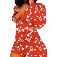 

2021 new hot sale Christmas print slim slim sexy bodysuit