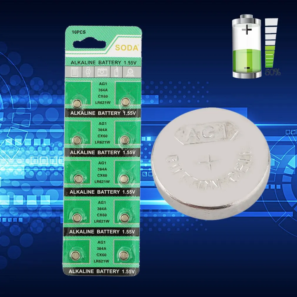 

10pcs Button Cell Batteries AG1 364 SR621SW TR621SW CX60 621 SR60 LR60 Button Cell Coin Battery for Digital Cameras Clock Watch