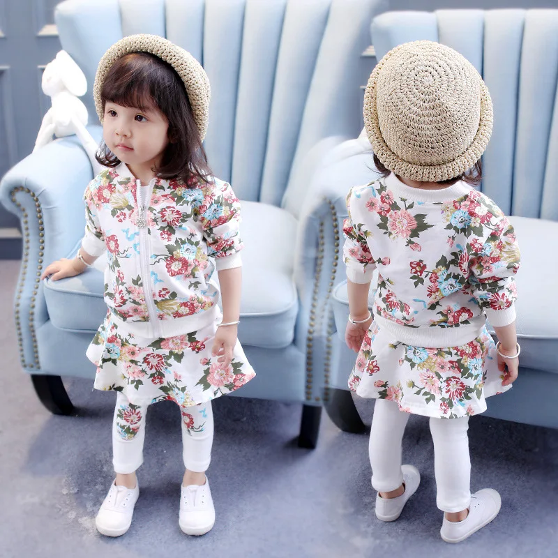

Fashion Small CHILDREN'S Spring Clothing Floral Skort Set 2019 Girls Long Sleeve Two-Piece Set CHILDREN'S Suit
