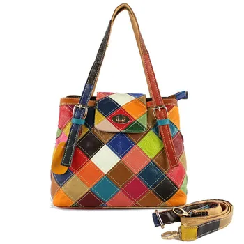 

Nesitu Highend New Bohemia Colorful Genuine Leather Women Handbags Cowhide Female Shoulder Messenger Bags Lady Totes M489