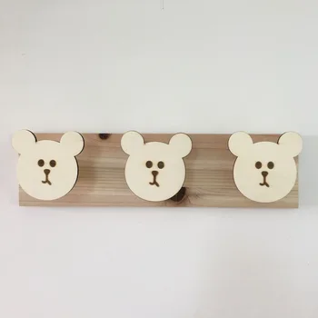 

Nordic DIY Wall Mounted Coat Rack Wood Bear Hook Kids Room Decorative Hooks Coat Hanger For Clothes Keys Kids Bedroom Ornament