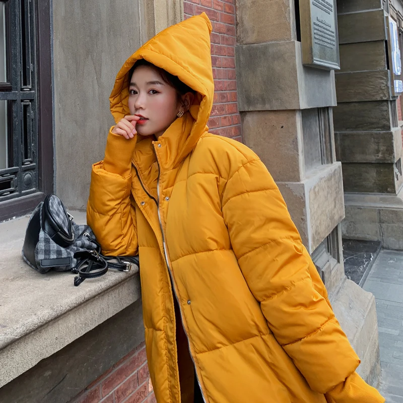 Женские пуховики для девочек, длинные, выше колена, с восточными воротами, новинка, с рисунком, модная, утолщенная, с хлопковой подкладкой