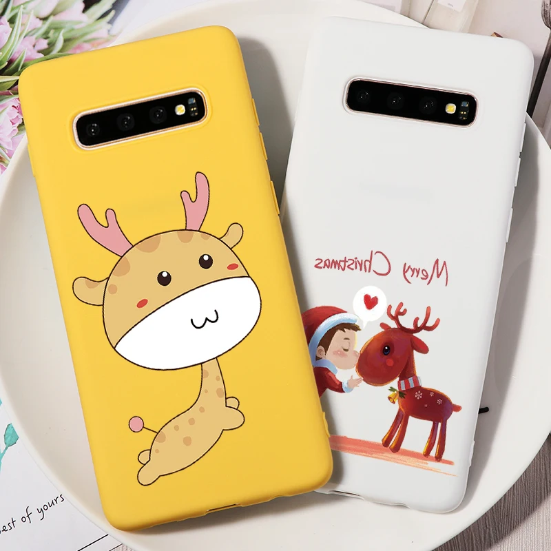 

New Year Rindeer Case For Samsung Galaxy S6 S7 Edge S10 S8 S9 Plus S10e Candy Matte Case For Samsung J4 J6 Plus 2018 J5 J7 2017