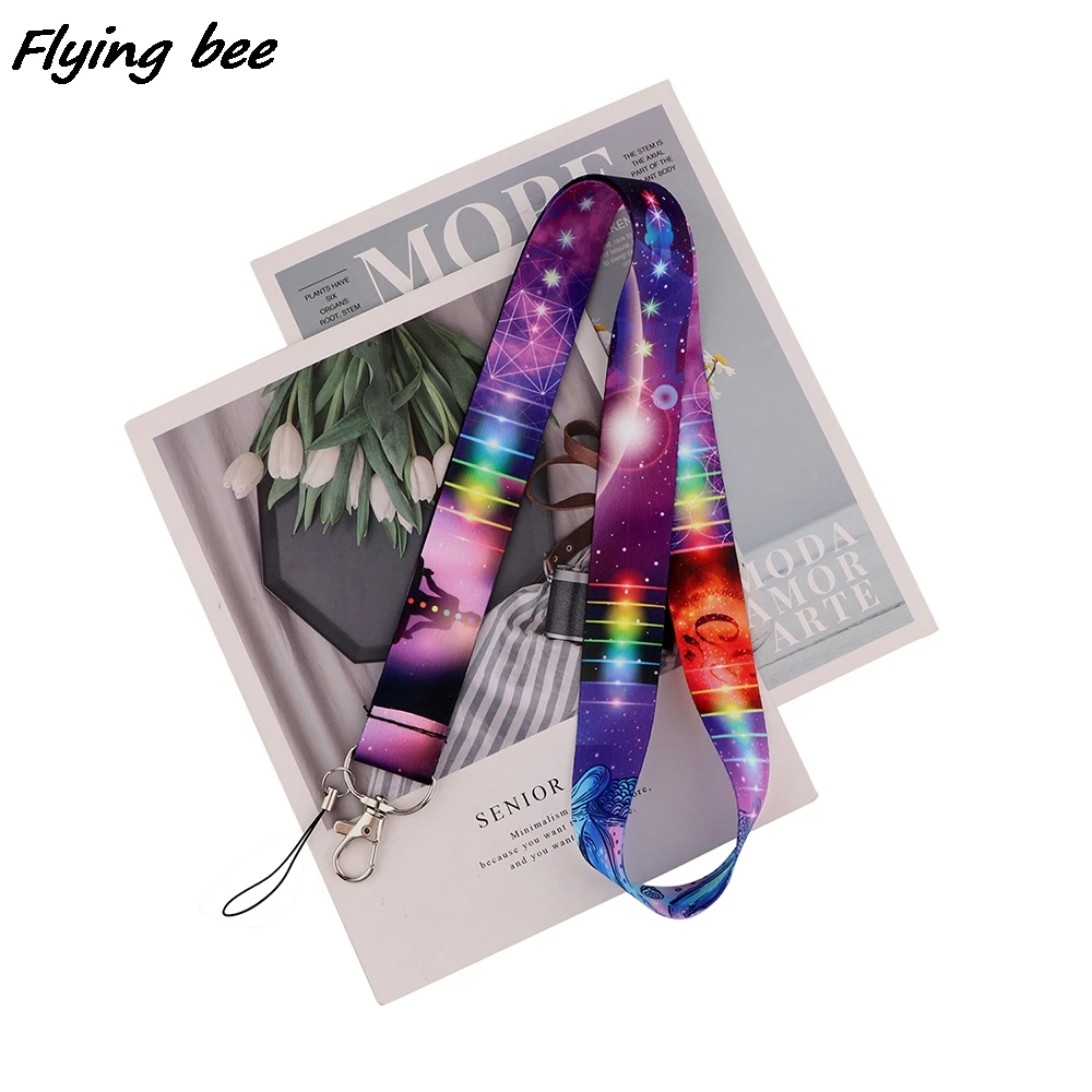 

Flyingbee Fashion Starry Sky Yoga Painting Art Key Chain Lanyard Neck Strap For Phone Keys ID Card Creative Lanyards X2025