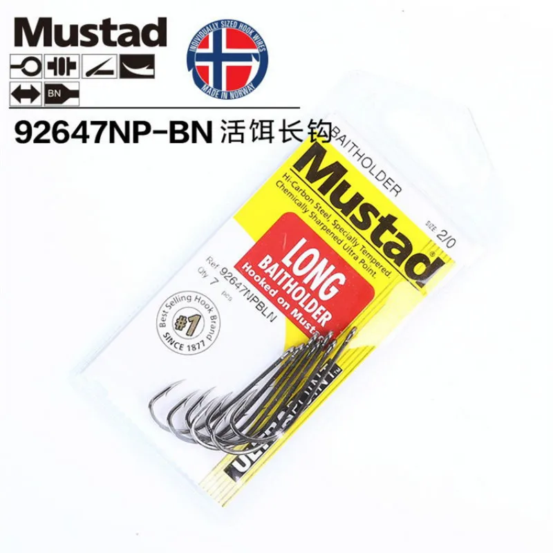 Original Mustad Fishing Hooks 92647 Live Bait Casting Double Backstab  Fishing Hooks Worm Barbed Hooks Pesca Fish Accessories