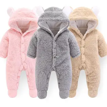 

0-12m Autumn Winter Newborn Baby Clothes Baby Girls Overalls Baby Wool Costume Baby Romper Baby Jumpsuit Infant Toddler Clothing