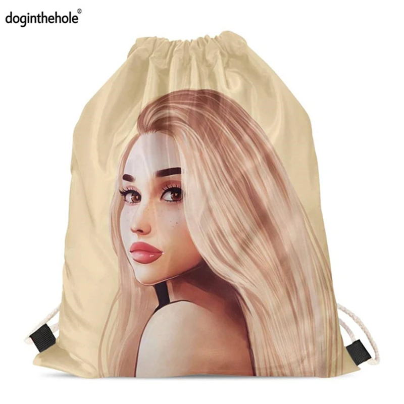 Сумки на шнурках Ariana Grande Fan Art, женские спортивные походные сумки для спортзала, мягкие рюкзаки на плечо для девочек, сумки для хранения, повседневные сумки