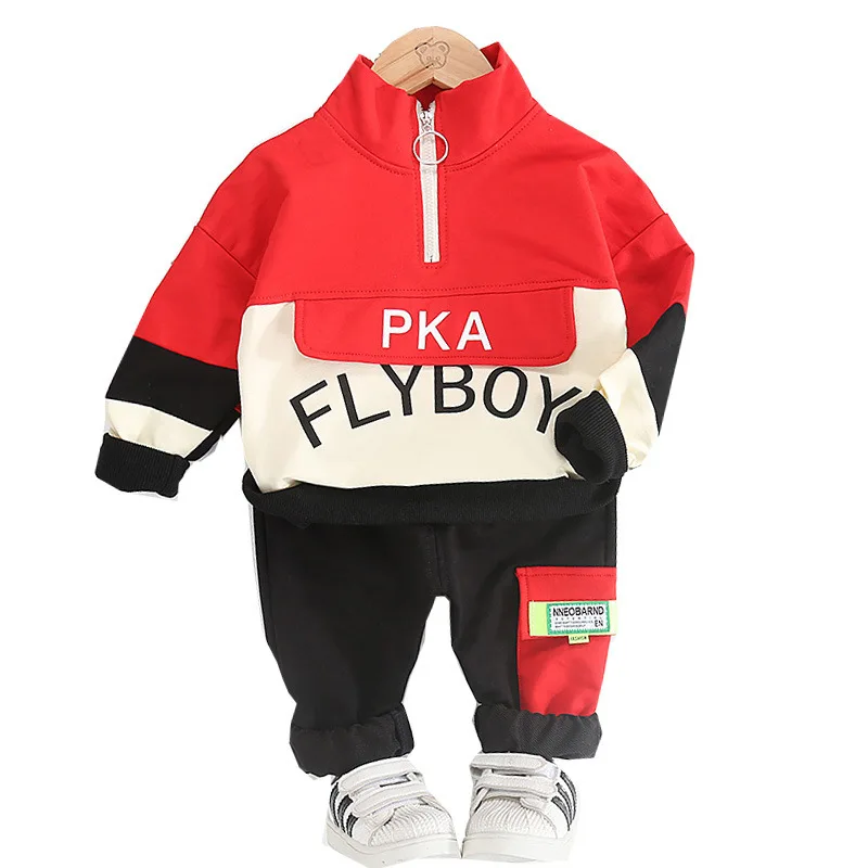 

Spring Autumn Children Cotton Clothes Baby Boys Letter Colorblock T Shirt Pants 2Pcs/sets Infant Kids Fashion Toddler Tracksuits