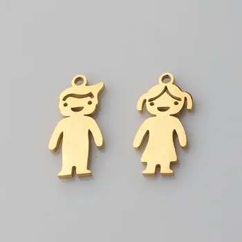 

10/pieceDIY necklace Fine polished titanium steel mirror gold color boy girl pendant Couple pendant jewelry accessory