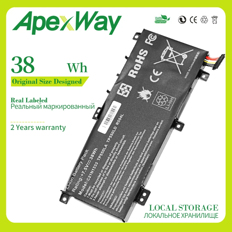 Apexway 7 5 V 38WH C21N1333 ноутбук Батарея для ASUS TP550L TP550LA TP550LD TP550LJ TP550 X4|Аккумуляторы
