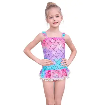 

New Mermaid Printed Swimwear for Girls One Piece Cute Rainbow Swimsuit for little Girl Bodysuit Baby Safty Beachwear Clothes