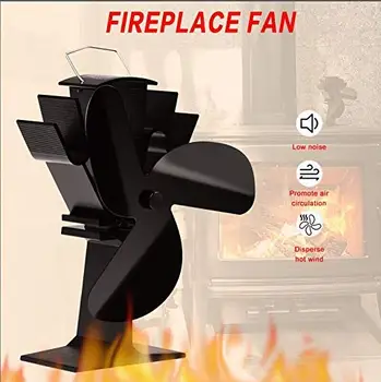 

3 Blade Heat Black Stove Fan Fireplace Fan Heat Powered Wood Burner Eco Fan Friendly Quiet Home Efficient Heat Distribution