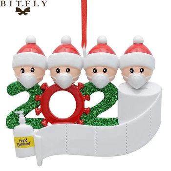 

2020 Quarantine Christmas Party Decoration Gift Santa Claus With Mask Personalized Xmas Tree Hanging Ornament All Series
