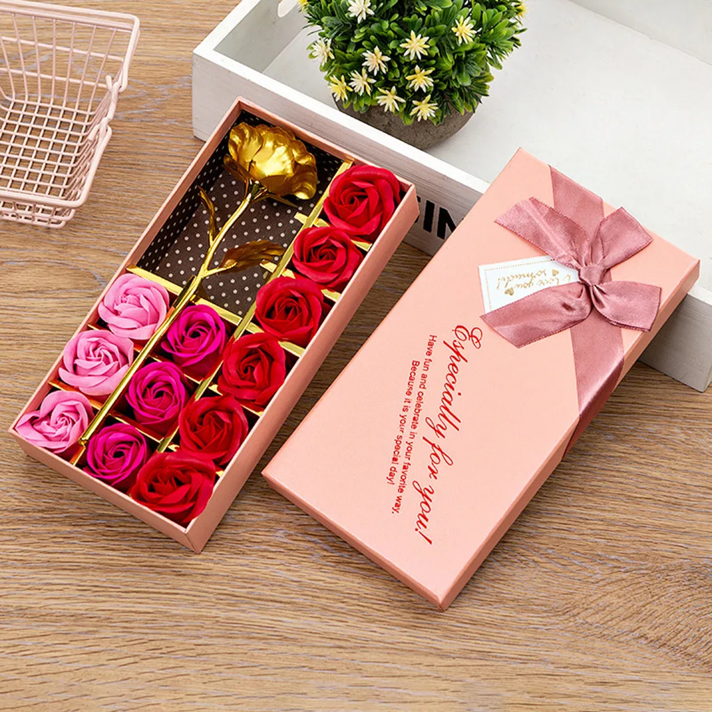 13Pcs Rose Soap Flower Case Mixing Colour Wedding Decoration Women For Whom You Loved Pretty Red Rose Unique Gift For Girls Mom