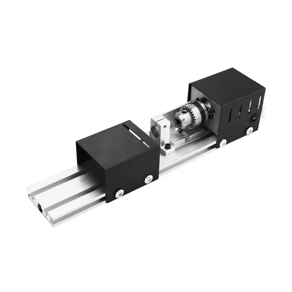 Black DC12-24V 100 Вт мини токарный станок бисер полированная машина Деревообрабатывающий станок с электроприводом резьба резак токарный станок по дереву EU/US Plug - Цвет: Black