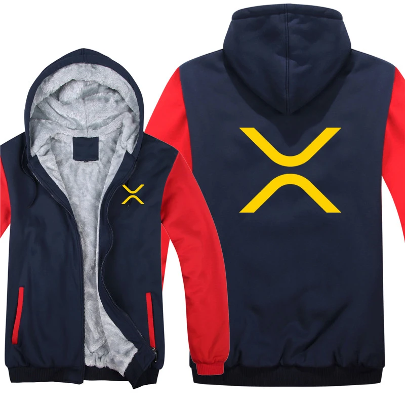 XRP (Ripple) Hoodies Men Cool Winter Thicken Wool Liner Cryptocurrency Crypto Sweatshirts Pullover 5