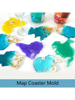 

8Pcs Seven Continents Map Coaster Resin Molds Maps Silicone Tray Cup Mat Mold 83XF