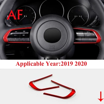 

For Mazda 3 2019 2020 Accessories ABS Carbon Fibre/Red Style Auto Middle Steering Wheel Button Frame Cover Trim Sticker Styling