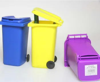 

Mini trash can pen container creative desktop storage container gift pen container printable dry and wet sorting trash can