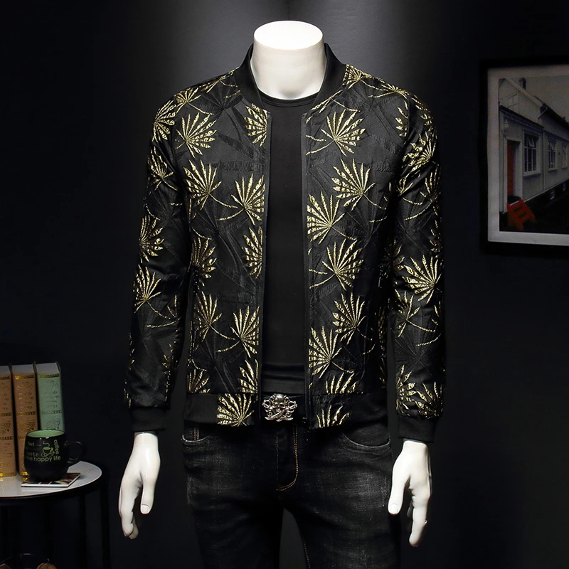 Bomber Jacket Men Autumn Casual Jacket Coat Flower Slim Fit Pattern Bomber Jacket Men 5xl Chaqueta Hombre Jaqueta Masculino