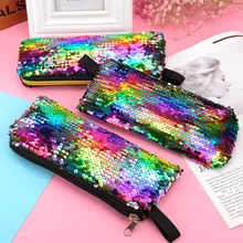 

New Style Hand Zipper Sequined Pencil Case Stationery Bag Portable Storage Bag Student Creative Stationery Ladies Storage Box