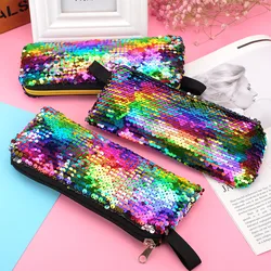 Trousse à crayons à paillettes avec fermeture éclair, nouveau Style, sac de papeterie, sac de rangement Portable, papeterie créative d'étudiant, boîte de rangement pour dames 