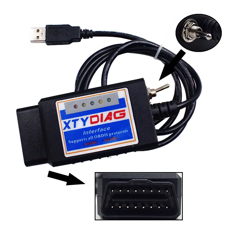 Высококачественный XTYDIAG ELM327 USB V1.5 модифицированный elmконфигуратор PIC18F25K80 + чип CH34
