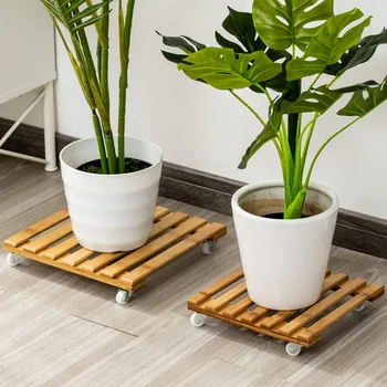 

Bamboo Plant Flower Shelf Stand Flower Pot Mobile Rack Holder Garden Living Room Table Planter Display Stand Home Decor Indoor O