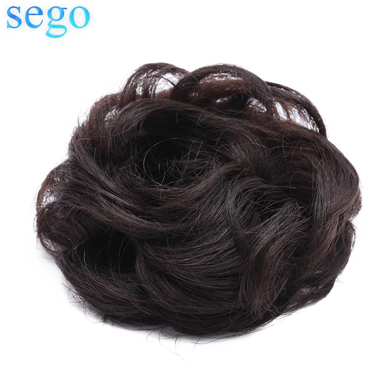 SEGO, 23 г, натуральные человеческие волосы, кудрявые шиньоны, шиньон для женщин, натуральный цвет, не Реми, Пончик для наращивания, конские хвосты, бразильские волосы