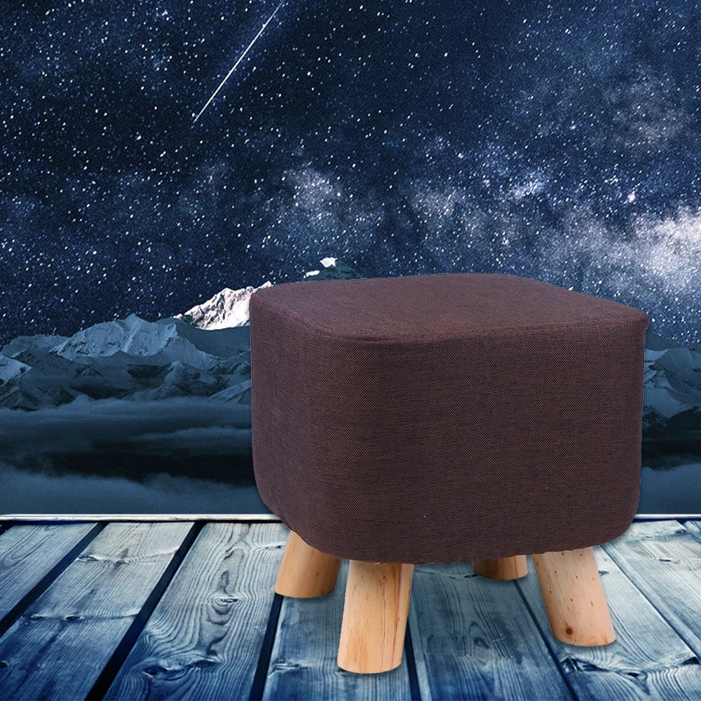 

Pouf Fabric Creative Solid Wood Footstool Padded Foot Rest Furniture Folding Storage Footrest Seat Stool with Removable Cover
