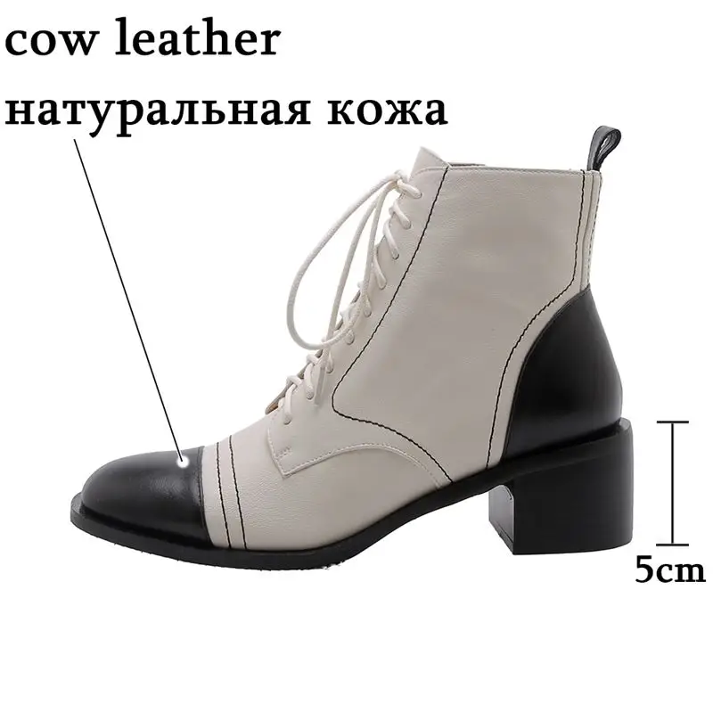 ALLBITEFO/выразительные женские ботинки из натуральной кожи; модные красивые ботильоны с круглым носком для девочек; кожаные ботинки разных цветов