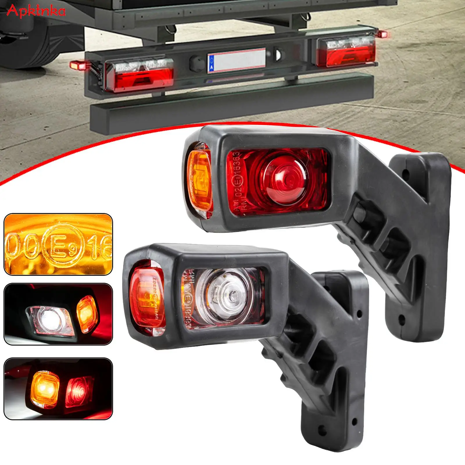 2 led indicador de luz lateral para caminhão, caminhão, caminhão, caminhão, carro, rv, sinalização traseira, lâmpada de posição 3 face, vermelho, âmbar, branco