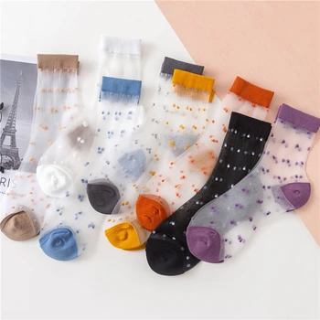 

Harajuku Transparent Dot Socks Sexy Fashion Trend Fishnet Ankle Women Socks Summer Female Sexy Polka Dot Mesh Lace Hosiery