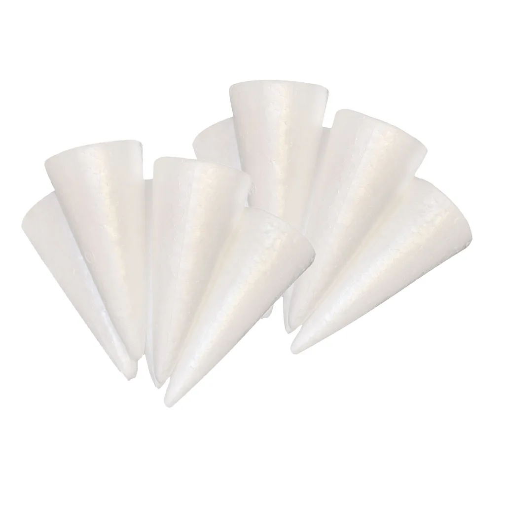 30x White Cone Shape Christmas Tree Styrofoam Polystyrene Foam Materials for Kids Crafts DIY Modeling Handmade Toys 150mm