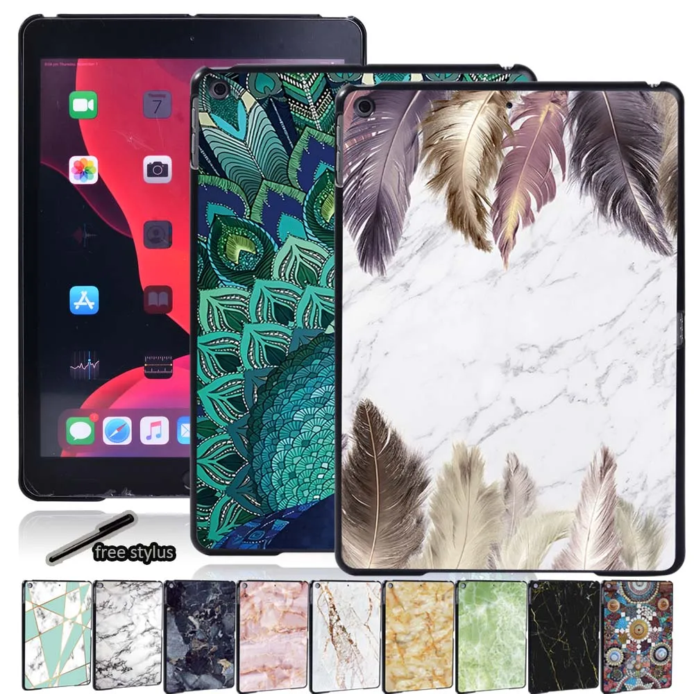 

Anti-fall Slim Hard Shell Feather Series Tablet Cover Case for Apple IPad 8 2020 10.2 Inch Shockproof Tablet Case + Free Stylus