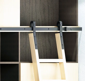 

DIYHD 6FT-16FT Rustic Black Sliding Library Ladder Hardware Rolling Library Kit(No ladder)