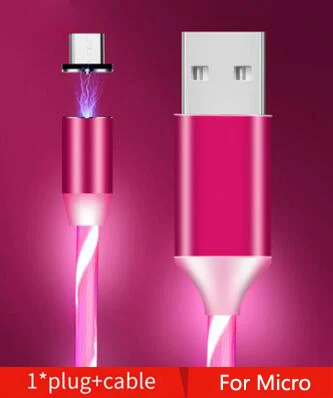 For Micro Red Автомобильный зарядный кабель светодиодный светящийся Магнитный usb-кабель для Ford Focus Fiesta Mondeo 4 3 Transit Fusion Kuga Ranger Mustang KA S-max - Цвет: For Micro Red